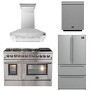 FORNO Appliance Package - 48" Gas Burner, Electric Oven Range, Range Hood, 36" Refrigerator, Dishwasher, AP-FFSGS6156-48-21