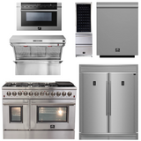 FORNO Appliance Package - 48 Inch Dual Fuel Range, Range Hood, Refrigerator, Microwave Drawer, Dishwasher, Wine Cooler, AP-FFSGS6156-48-9