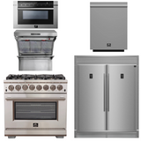 FORNO Package - 36" Dual Fuel Range, Range Hood, Refrigerator, Microwave, Dishwasher, AP-FFSGS6187-36-8