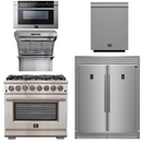 FORNO Package - 36" Dual Fuel Range, Range Hood, Refrigerator, Microwave, Dishwasher, AP-FFSGS6187-36-8