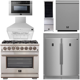 FORNO Package - 36" Dual Fuel Range, Range Hood, Refrigerator, Microwave, Dishwasher, Wine Cooler
