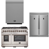 FORNO Appliance Package - 48 Inch Gas Burner/Electric Oven Pro Range, Dishwasher, Refrigerator, AP-FFSGS6187-48-5