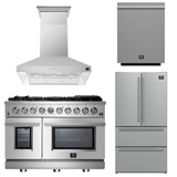 FORNO Appliance Package - 48" Gas Range, Range Hood, 36" Refrigerator, Dishwasher, AP-FFSGS6239-48-3
