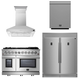 FORNO Appliance Package - 48" Gas Range, Range Hood, 60" Refrigerator, Dishwasher, AP-FFSGS6239-48-7