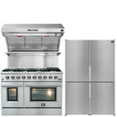 FORNO Appliance Package - 48" Gas Range, 48" Range Hood, 48" Refrigerator, AP-FFSGS6244-48-10