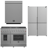 FORNO Appliance Package - 48" Gas Range, Dishwasher, 48" Refrigerator, AP-FFSGS6244-48-11