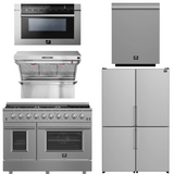 FORNO Appliance Package - 48" Gas Range, 48" Range Hood, Dishwasher, 48" Refrigerator, Microwave Drawer, AP-FFSGS6244-48-13