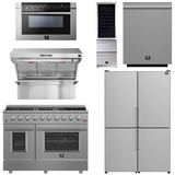 FORNO Appliance Package - 48" Gas Range, 48" Range Hood, Dishwasher, 48" Refrigerator, Microwave Drawer, Wine Cooler, AP-FFSGS6244-48-14
