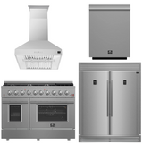 FORNO Appliance Package - 48" Gas Range, Range Hood, 60" Refrigerator, Dishwasher, AP-FFSGS6244-48-20