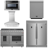 FORNO Appliance Package - 48" Gas Range, Range Hood, 60" Refrigerator, Dishwasher, Microwave Drawer, AP-FFSGS6244-48-21