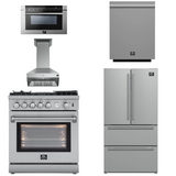 FORNO Appliance Package - 30" Gas Range with Airfryer, Range Hood, 36" Refrigerator, Dishwasher, Microwave Drawer, AP-FFSGS6276-30-12