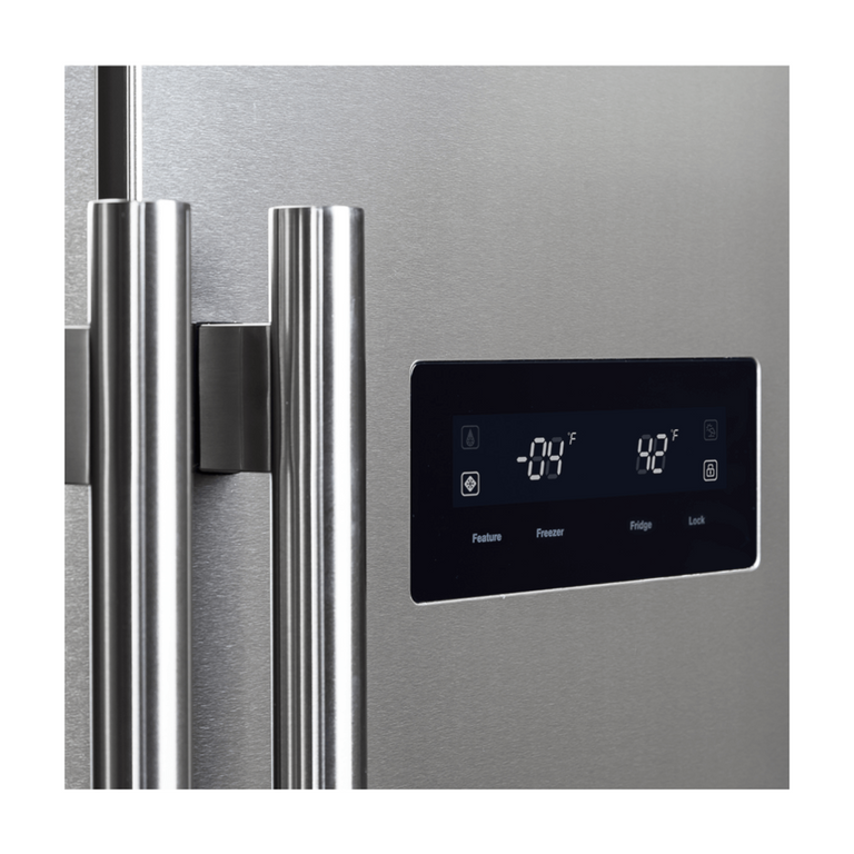 FORNO Espresso Package - 30" Electric Range, Range Hood and Refrigerator in Stainless Steel with Silver Handles