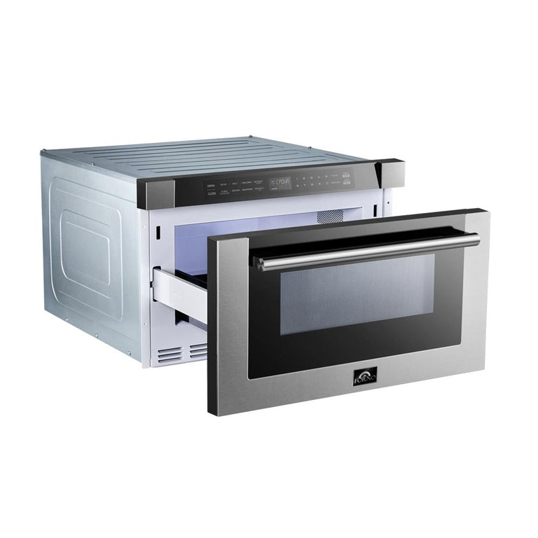 FORNO Appliance Package - 30" Dual Fuel Range, 30" Range Hood, Microwave Drawer, AP-FFSGS6125-30-W-3