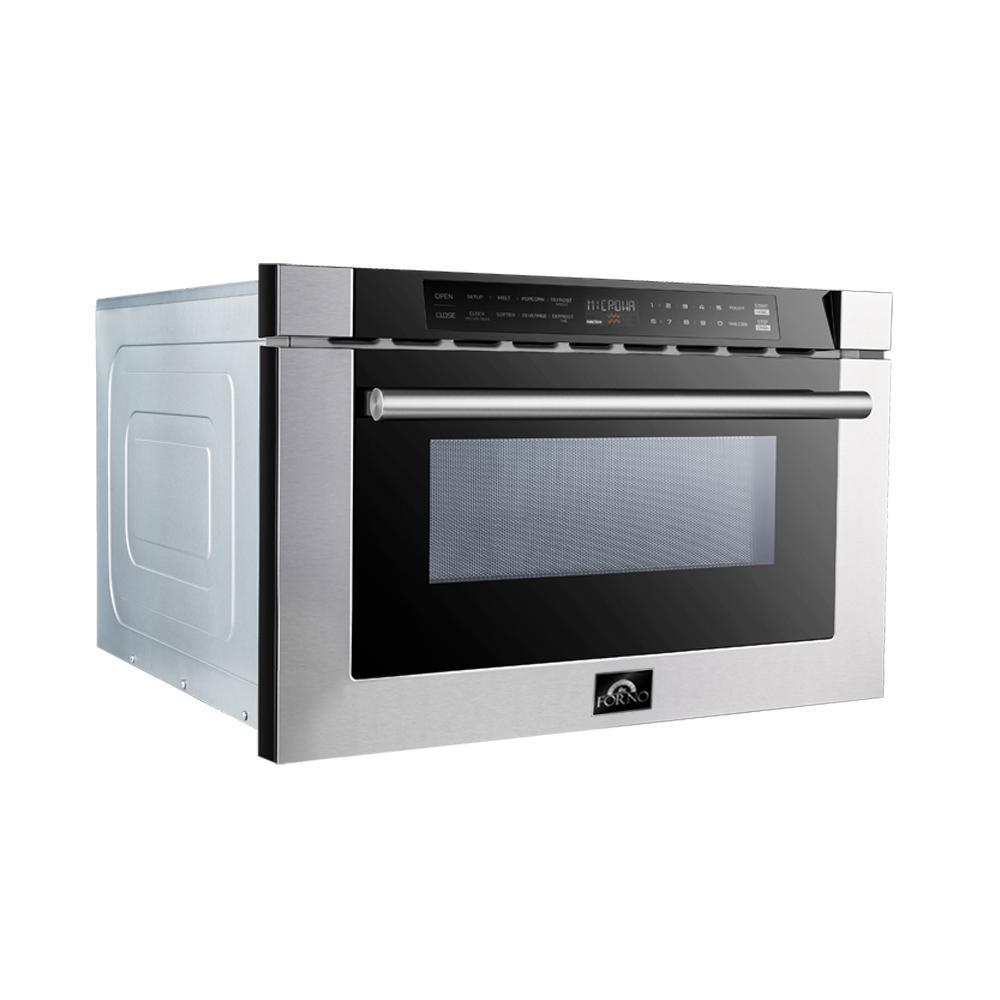 FORNO Package - 36 Inch Dual Fuel Range, Wall Mount Range Hood, Refrigerator, Microwave Drawer, Dishwasher, AP-FFSGS6156-36-8