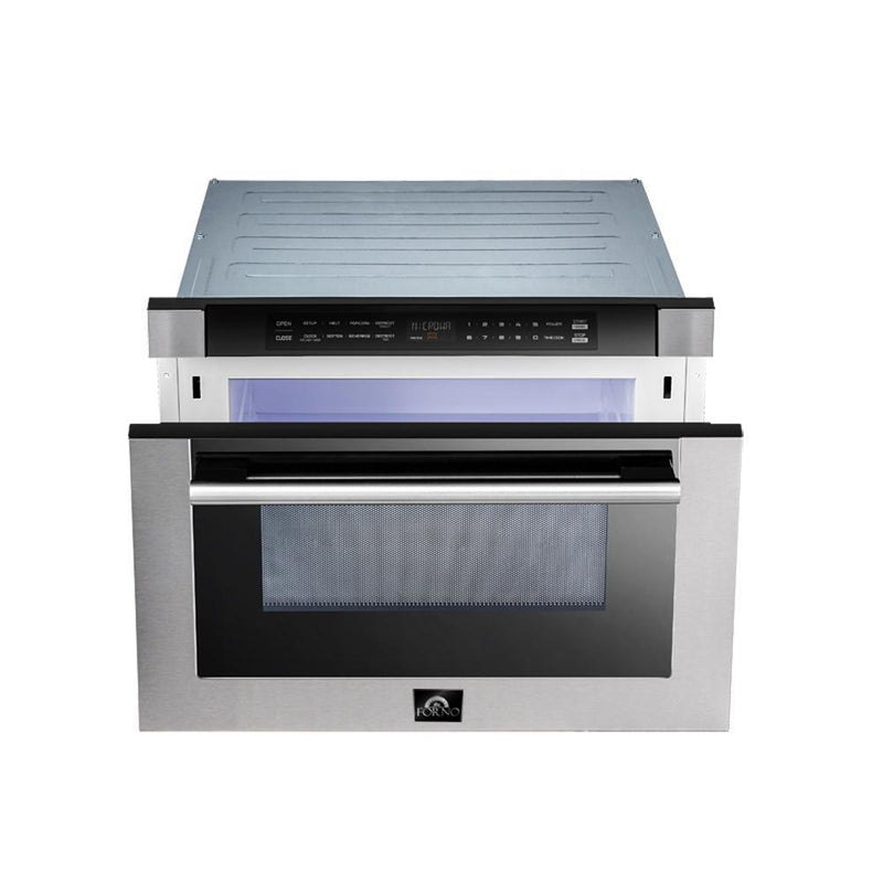 FORNO Appliance Package - 48 Inch Dual Fuel Range, Wall Mount Range Hood, Microwave Drawer, AP-FFSGS6156-48-3