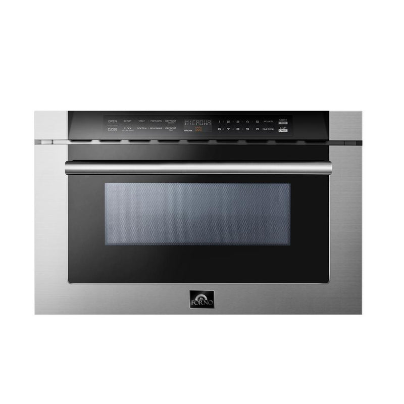 FORNO Appliance Package - 36 Inch Dual Fuel Range, Wall Mount Range Hood, Microwave Drawer, AP-FFSGS6156-36-3