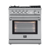 FORNO Appliance Package - 30" Gas Range, 30" Range Hood, Dishwasher, Microwave Drawer, AP-FFSGS6276-30-W-6