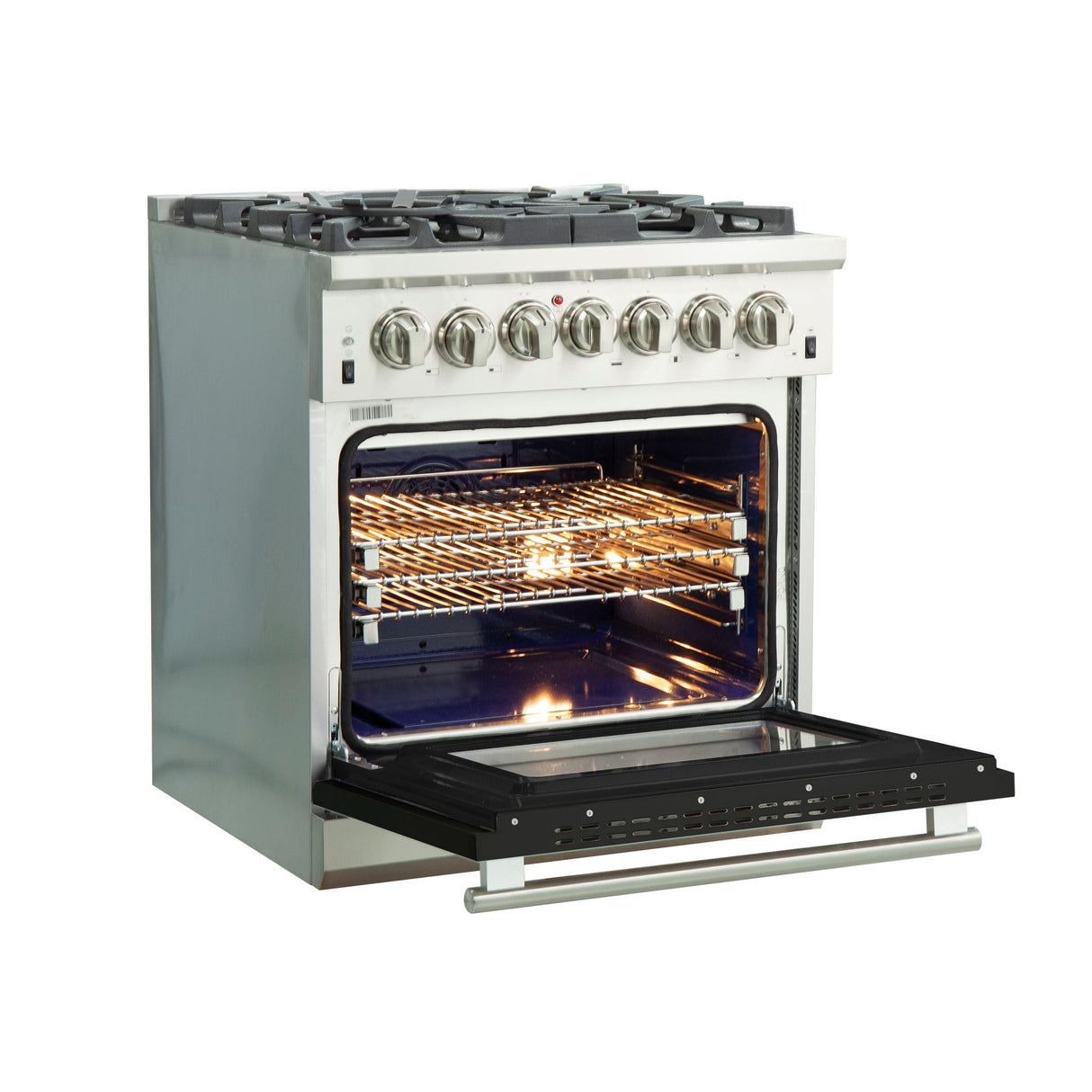 FORNO Capriasca 30" 4.32 cu. ft. Dual Fuel Range with 5 Italian Burners in Black, FFSGS6187-30BLK