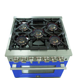FORNO Capriasca 30" 4.32 cu. ft. Dual Fuel Range with 5 Italian Burners in Blue, FFSGS6187-30BLU