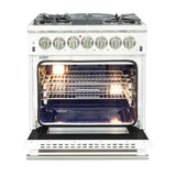 FORNO Capriasca 30" 4.32 cu. ft. Dual Fuel Range with 5 Italian Burners in White, FFSGS6187-30WHT