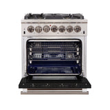FORNO Capriasca 30″ 4.32 cu. ft. Gas Range with 5 Italian Burners in Black, FFSGS6260-30BLK