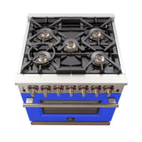 FORNO Capriasca 30″ 4.32 cu. ft. Gas Range with 5 Italian Burnerse in Blue, FFSGS6260-30BLU