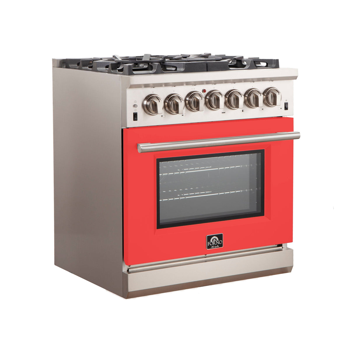FORNO Capriasca 30″ 4.32 cu. ft. Gas Range with 5 Italian Burners in Red, FFSGS6260-30RED