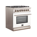 FORNO Capriasca 30″ 4.32 cu. ft. Gas Range with 5 Italian Burners in White, FFSGS6260-30WHT