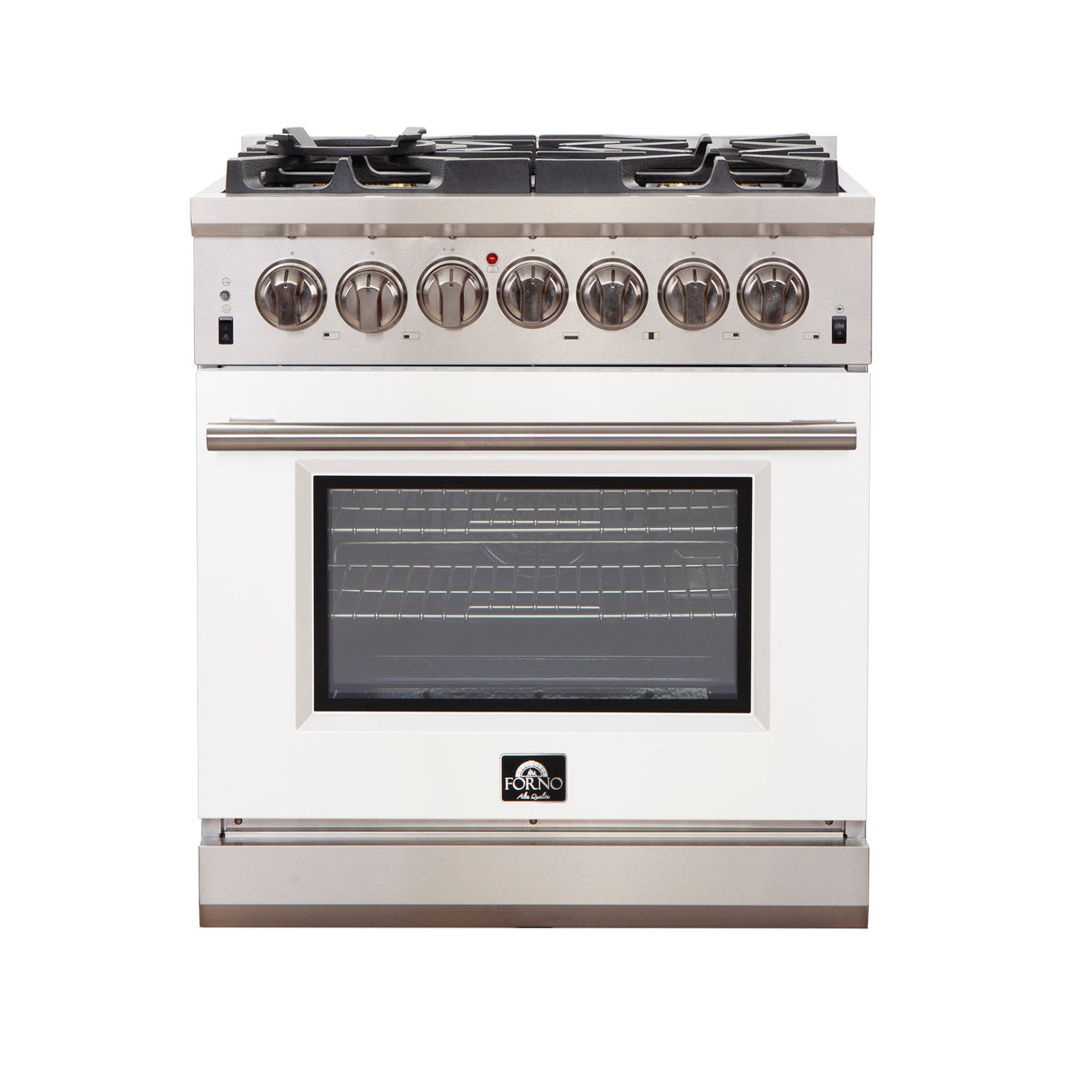 FORNO Capriasca 30″ 4.32 cu. ft. Gas Range with 5 Italian Burners in White, FFSGS6260-30WHT