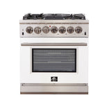 FORNO Capriasca 30″ 4.32 cu. ft. Gas Range with 5 Italian Burners in White, FFSGS6260-30WHT
