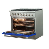 FORNO Galiano 36" 5.36 cu. ft. Dual Fuel Range with 6 Italian Burners in Blue, FFSGS6156-36BLU