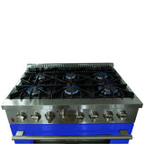 FORNO Galiano 36" 5.36 cu. ft. Dual Fuel Range with 6 Italian Burners in Blue, FFSGS6156-36BLU