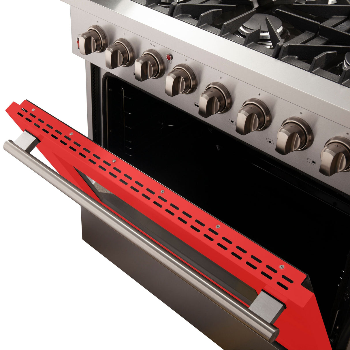 FORNO Galiano 36" 5.36 cu. ft. Dual Fuel Range with 6 Italian Burners in Red, FFSGS6156-36RED