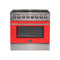 FORNO Galiano 36" 5.36 cu. ft. Dual Fuel Range with 6 Italian Burners in Red, FFSGS6156-36RED