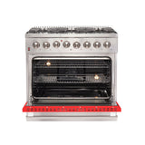 FORNO Galiano 36" 5.36 cu. ft. Dual Fuel Range with 6 Italian Burners in Red, FFSGS6156-36RED