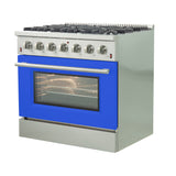 FORNO Galiano 36" 5.36 cu. ft. Gas Range with 6 Italian Burners in Blue, FFSGS6244-36BLU