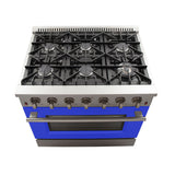 FORNO Galiano 36" 5.36 cu. ft. Gas Range with 6 Italian Burners in Blue, FFSGS6244-36BLU