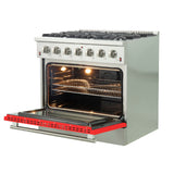 FORNO Galiano 36" 5.36 cu. ft. Gas Range with 6 Italian Burners in Red, FFSGS6244-36RED