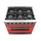 FORNO Galiano 36" 5.36 cu. ft. Gas Range with 6 Italian Burners in Red, FFSGS6244-36RED