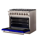 FORNO Capriasca 36" 5.36 cu. ft. Dual Fuel Range with 6 Italian Burners in Blue, FFSGS6187-36BLU
