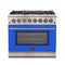 FORNO Capriasca 36" 5.36 cu. ft. Dual Fuel Range with 6 Italian Burners in Blue, FFSGS6187-36BLU
