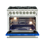 FORNO Capriasca 36" 5.36 cu. ft. Dual Fuel Range with 6 Italian Burners in Blue, FFSGS6187-36BLU