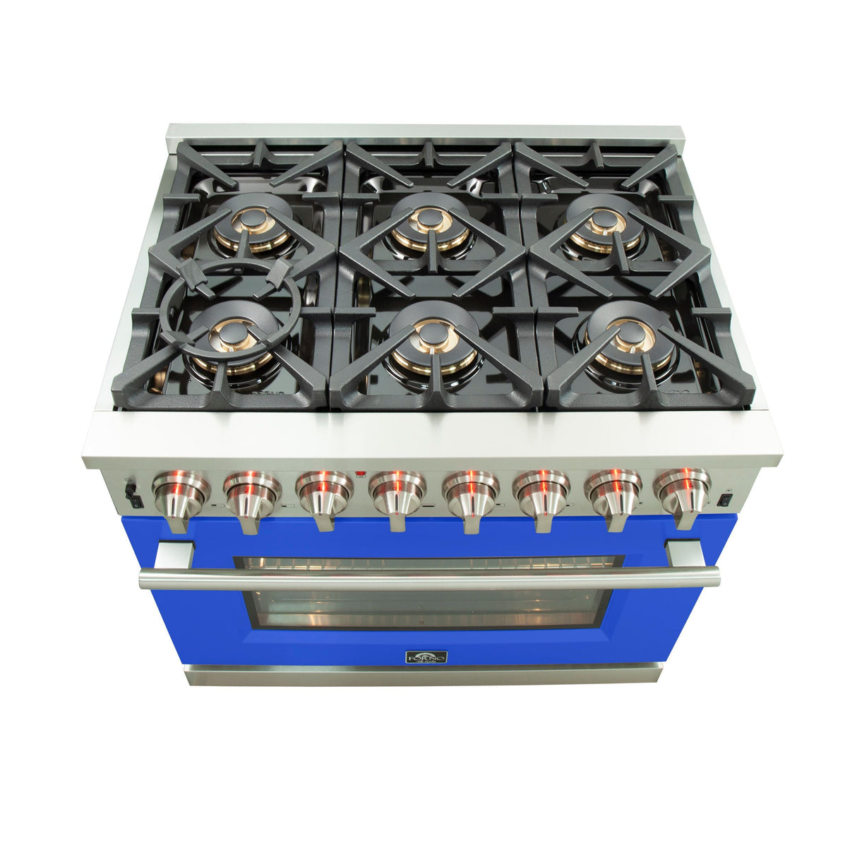 FORNO Capriasca 36" 5.36 cu. ft. Dual Fuel Range with 6 Italian Burners in Blue, FFSGS6187-36BLU