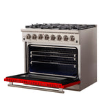 FORNO Capriasca 36" 5.36 cu. ft. Dual Fuel Range with 6 Italian Burners in Red, FFSGS6187-36RED