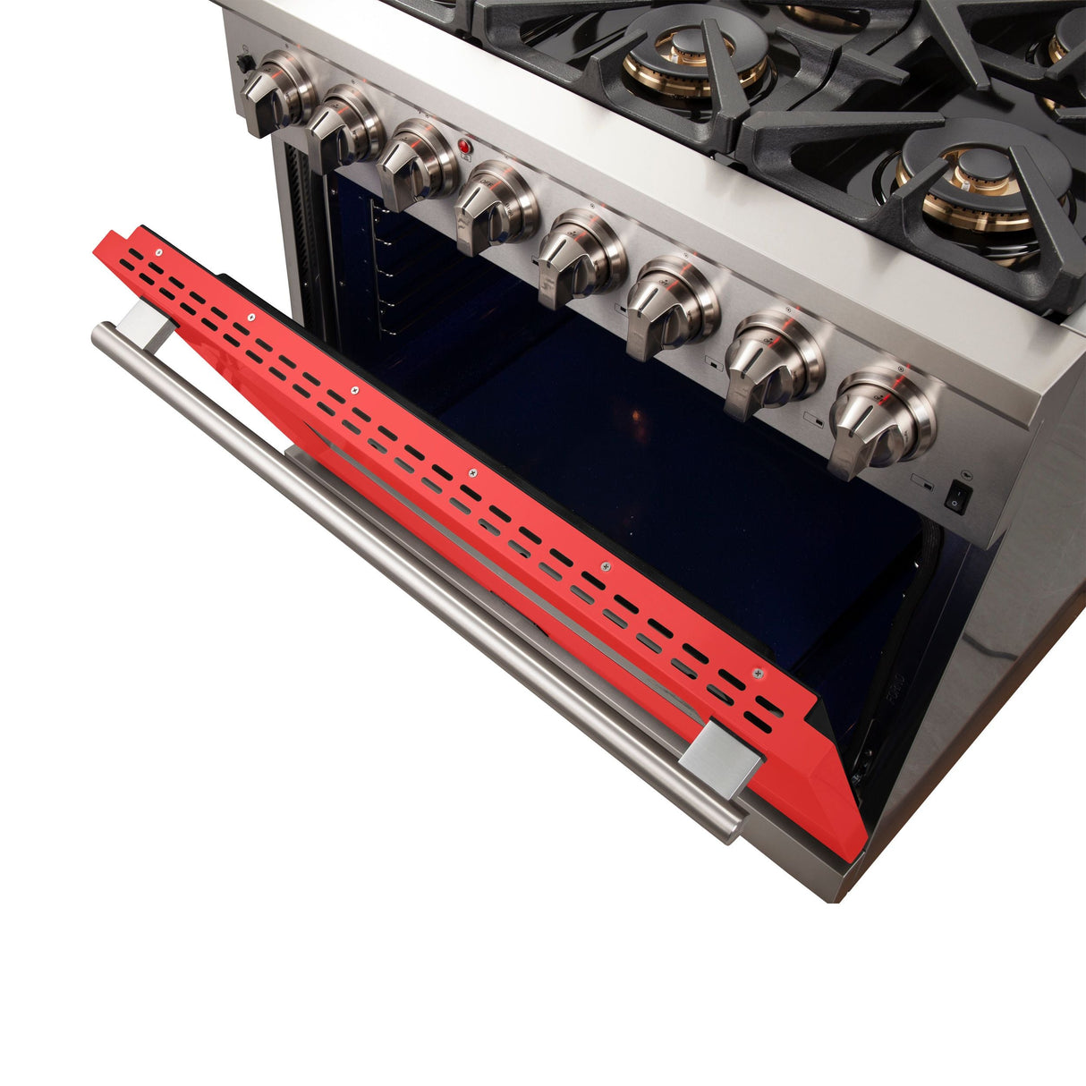 FORNO Capriasca 36" 5.36 cu. ft. Dual Fuel Range with 6 Italian Burners in Red, FFSGS6187-36RED