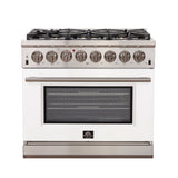 FORNO Capriasca 36" 5.36 cu. ft. Dual Fuel Range with 6 Italian Burners in White, FFSGS6187-36WHT
