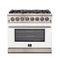 FORNO Capriasca 36" 5.36 cu. ft. Dual Fuel Range with 6 Italian Burners in White, FFSGS6187-36WHT