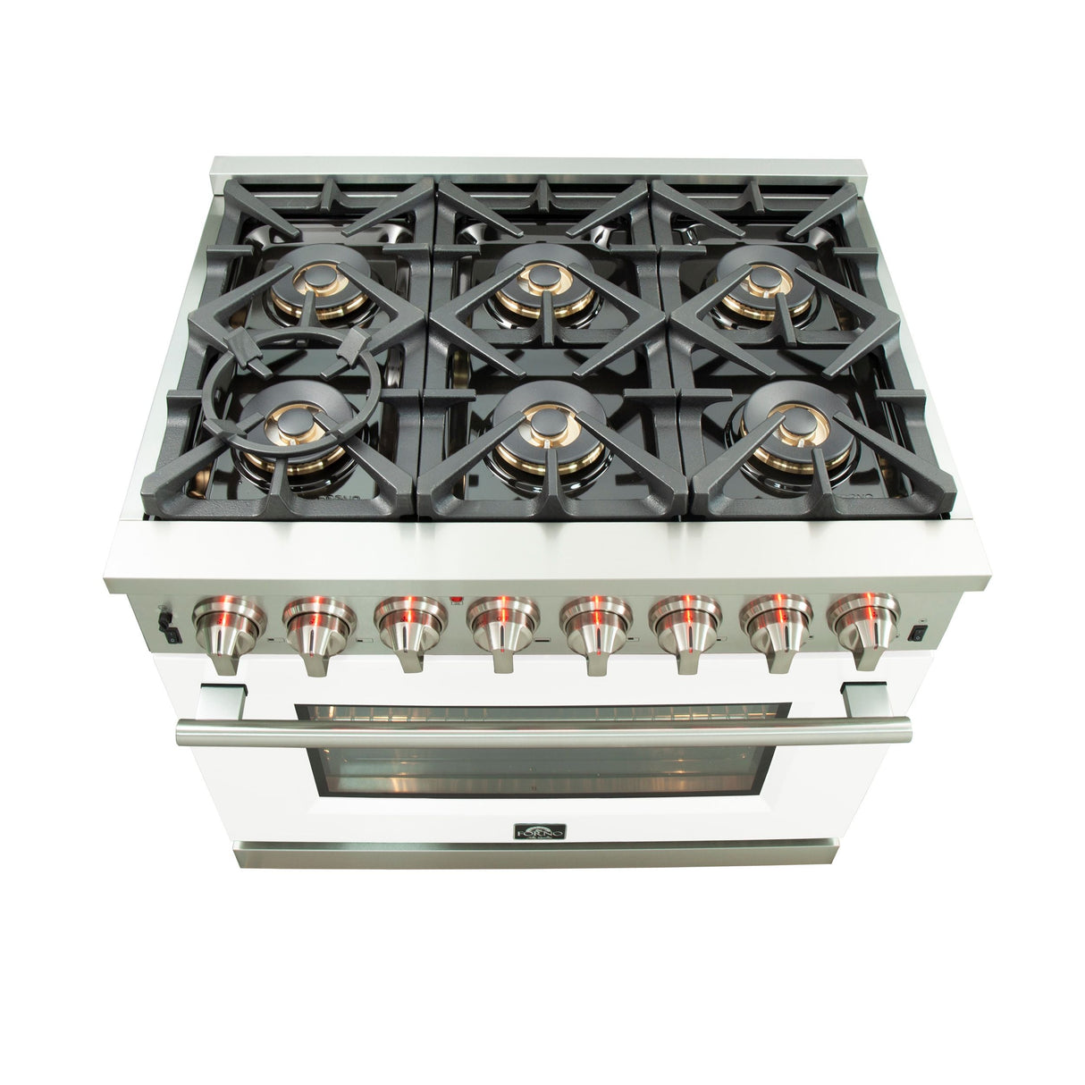 FORNO Capriasca 36" 5.36 cu. ft. Dual Fuel Range with 6 Italian Burners in White, FFSGS6187-36WHT