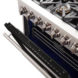 FORNO Capriasca 36" 5.36 cu. ft. Gas Range with 6 Italian Burners in Black, FFSGS6260-36BLK