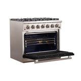 FORNO Capriasca 36" 5.36 cu. ft. Gas Range with 6 Italian Burners in Black, FFSGS6260-36BLK